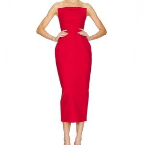 The S Curve dress with box in lipstick red